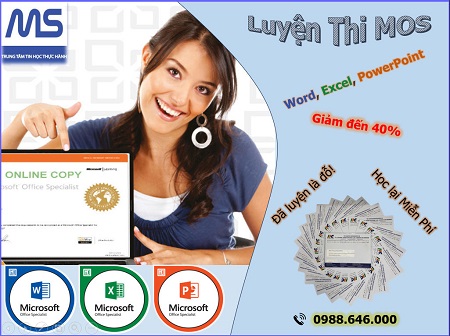 Khóa luyện thi MOS và khuyến mãi thi MOS